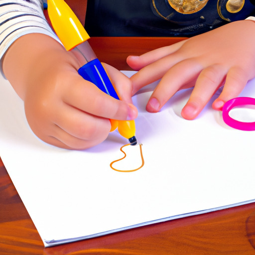 תמונה של ילד כותב, המדגימה את היישום של מיומנויות מוטוריות עדינות.